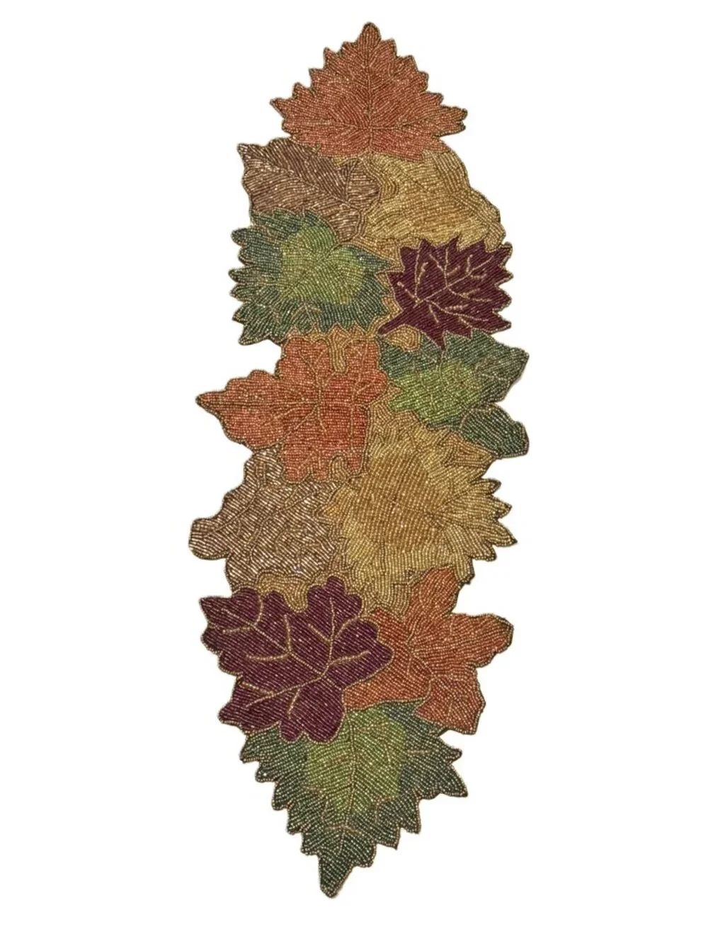 Pier 1 Beaded Sequin Leaf Table Runner 13